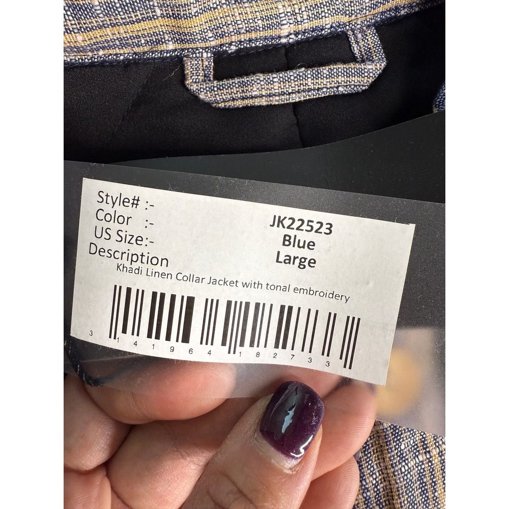 Young Threads Kanta Boho Western Cottage Patchwork Blue Embroidered Jacket Large - Picture 7 of 9
